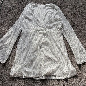 Glamorous Silver Sequin Blouse